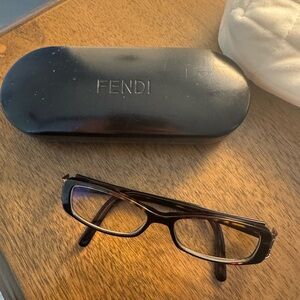 Fendi Black Rectangular Glasses with Case